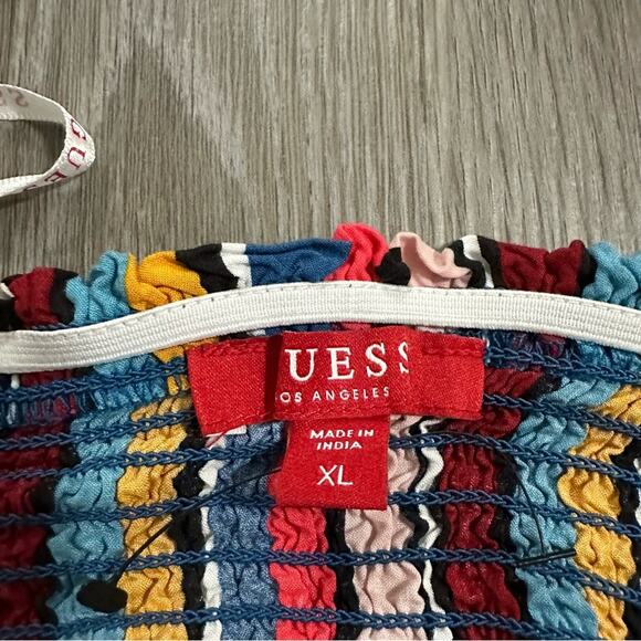 Guess Bright Multicolor Striped High Rise Tie Waist ShortsSize XL - Picture 5 of 9